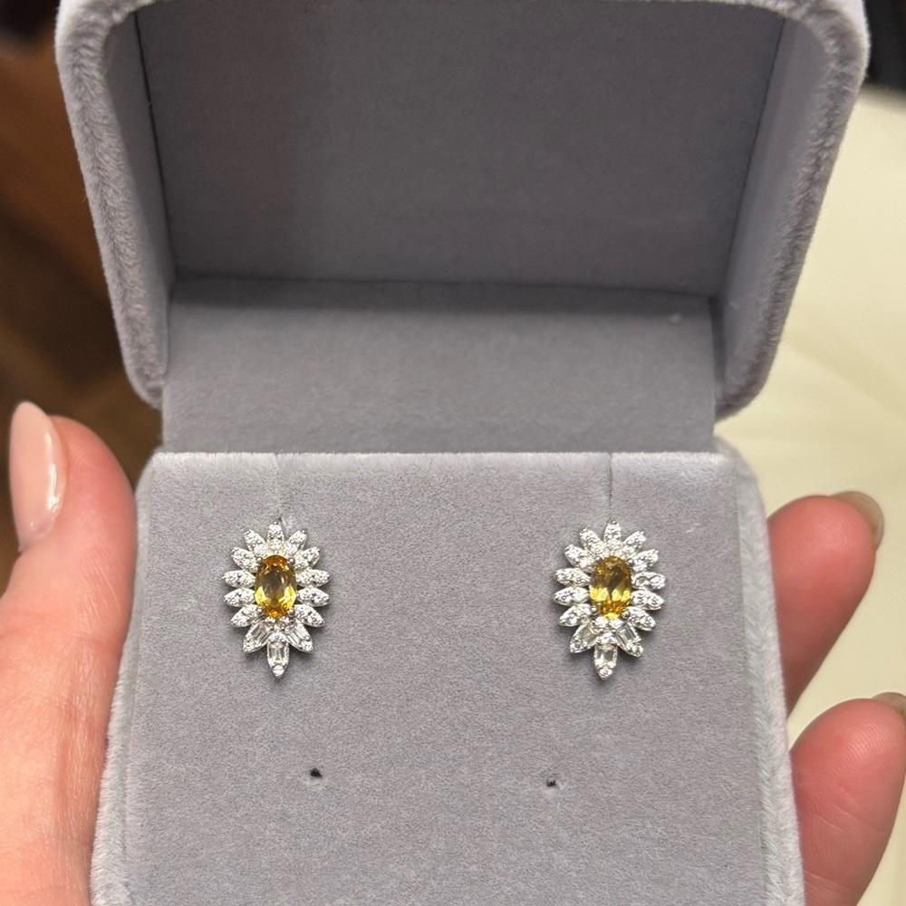 Elegant Natural Citrine in Sterling Silver Earrings